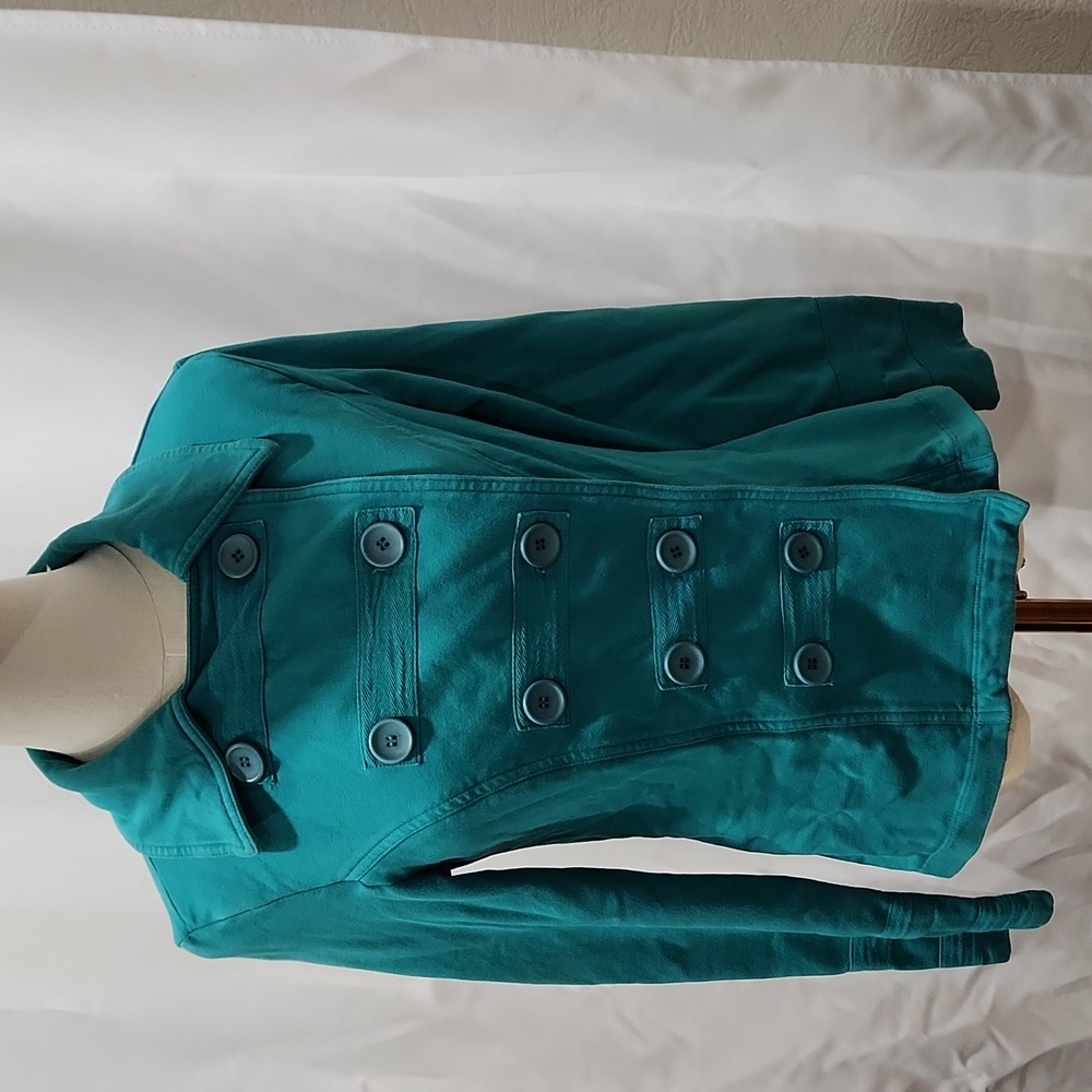 Teal Double Breasted Stretch Jacket - image 1